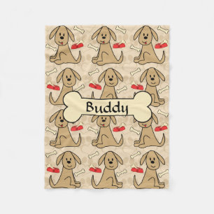 Brown Puppy Dog Design Personalize Fleece Blanket