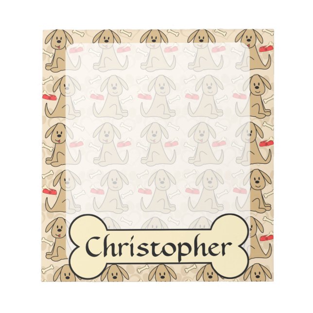 Brown Puppy Dog Design Personalize Notepad (Front)