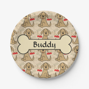 Brown Puppy Dog Design Personalize Paper Plate