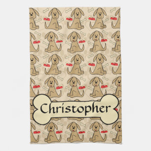 Brown Puppy Dog Graphic Design Personalize Kitchen Towel