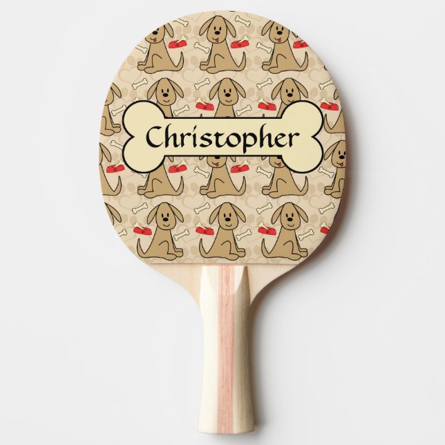 Brown Puppy Dog Graphic Design Personalize Ping Pong Paddle (Front)