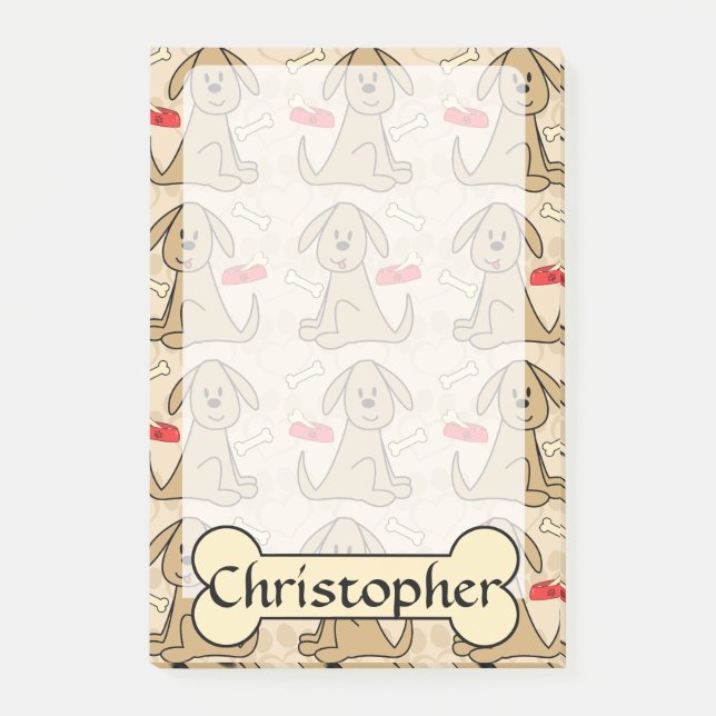 Brown Puppy Dog Graphic Design Personalize Post-it Notes (Front)