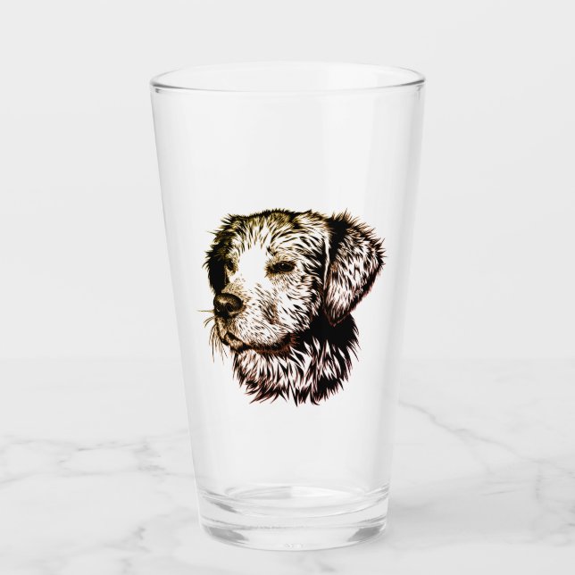 Brown Puppy Sketch  Glass (Front)