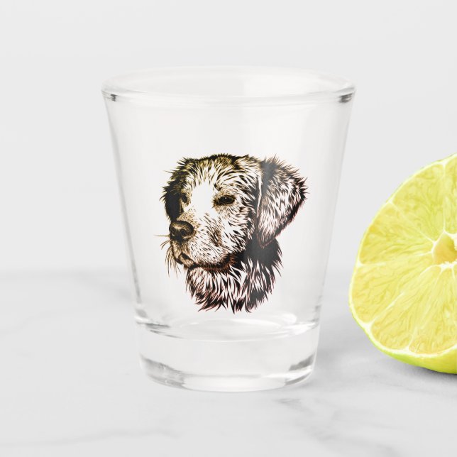Brown Puppy Sketch  Shot Glass (Front)