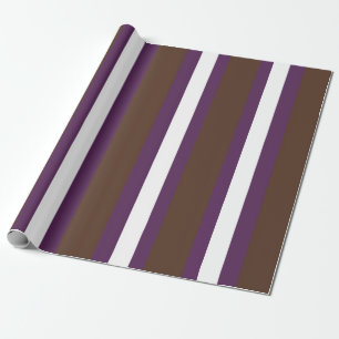 Brown, purple and white stripes wrapping paper