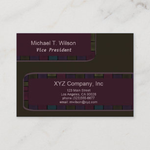Brown Purple tile Border Business Card