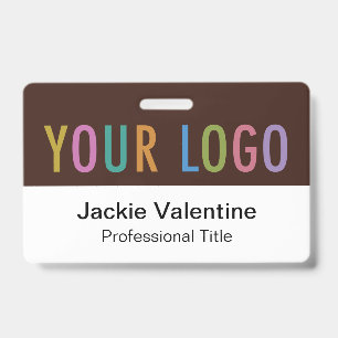 Brown PVC Name Badge Horizontal Logo Work ID Tag