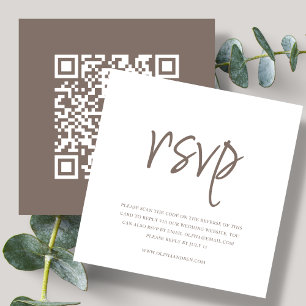 Brown QR Code Wedding RSVP Enclosure Card