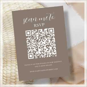 Brown QR Code Wedding RSVP Enclosure Card