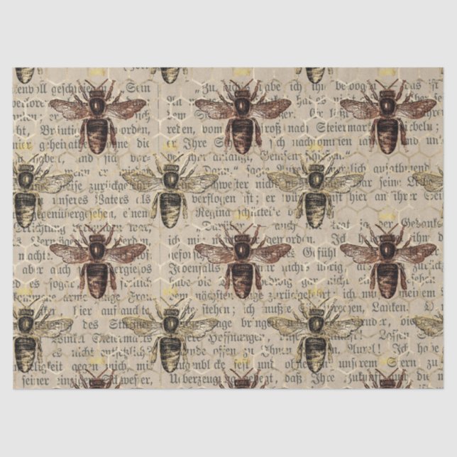 Brown Queen Bee Decoupage Tissue Paper (Front)