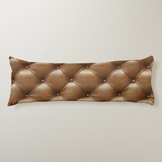 Brown Quilted Leather Pattern Body Pillow (Front)