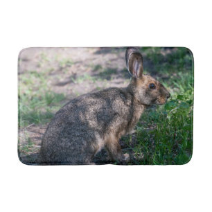Brown Rabbit, Resting in Nature, Photography Bath Mat