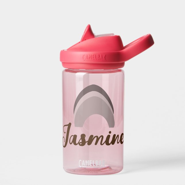 Brown Rainbow Kids Name Water Bottle (Left)