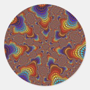 Brown Rainbow Starburst Classic Round Sticker