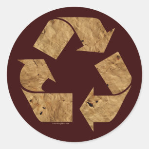 Brown Recycle Sign Classic Round Sticker