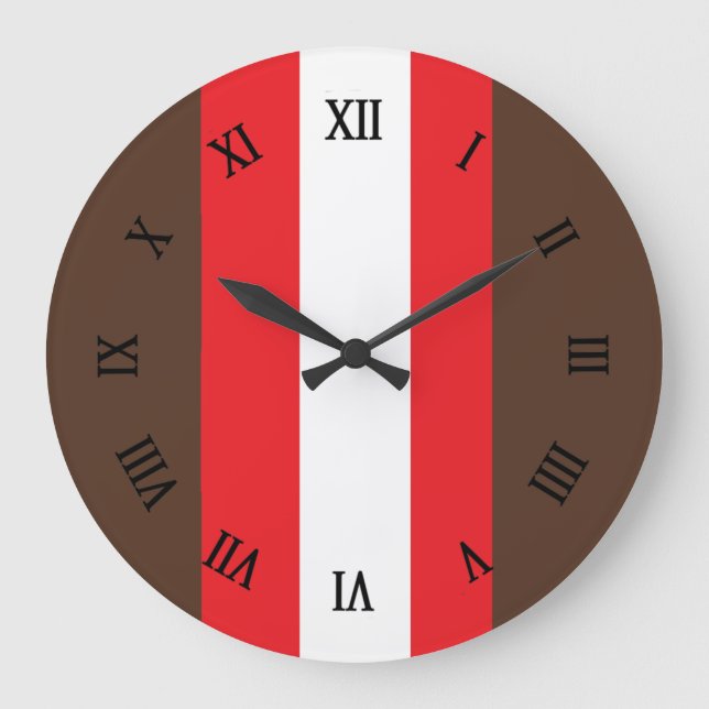 Brown, red and white stripes large clock (Front)