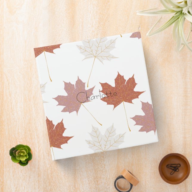 Brown Red Autumn Floral Leaves Y2K Pattern Binder (In Situ)