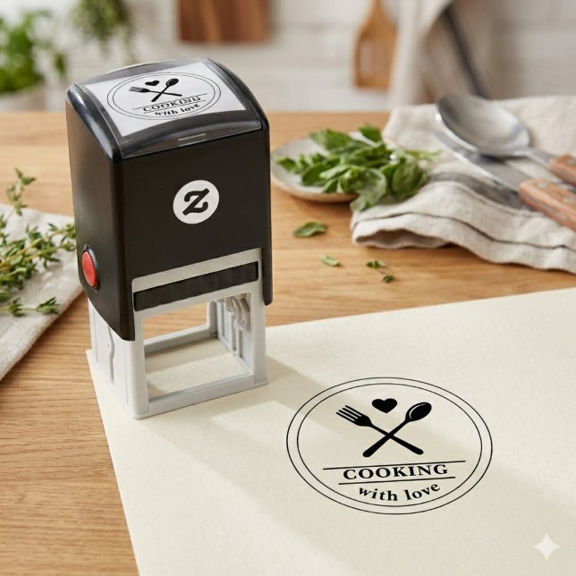 Brown Red Cooking With Logo  Self-inking Stamp (Creator Uploaded)