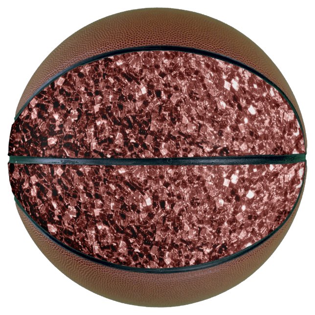 Brown red faux glitter sparkles bling basketball (Front)