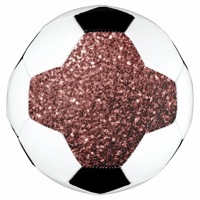 Brown red faux glitter sparkles bling soccer ball (Front)