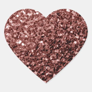 Brown Red faux Glitter sparkles Heart Sticker
