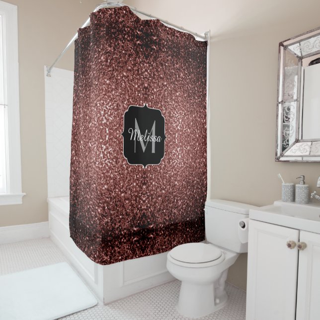 Brown Red faux Glitter sparkles Monogram (In Situ)