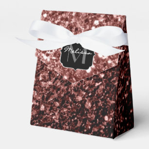 Brown Red faux Glitter sparkles Monogram Favor Box