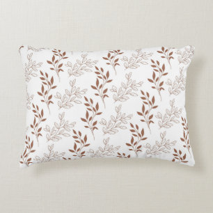 Brown Red Retro Vintage Leaf Pattern Accent Pillow