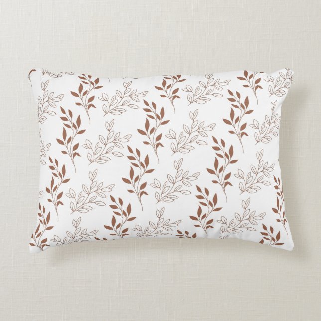 Brown Red Retro Vintage Leaf Pattern  Accent Pillow (Front)