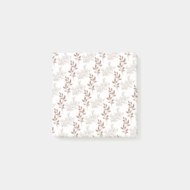 Brown Red Retro Vintage Leaf Pattern  Post-it Notes (Front)