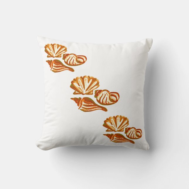 Brown Red Seashells Throw Pillow (Front)