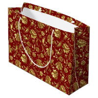 Brown-red & Shiny Gold Damask Pattern