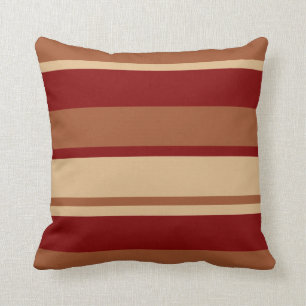 Brown Red Tan Stripe Pillow
