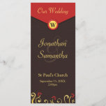 Brown Red Yellow Swirls Wedding Program Templates<br><div class="desc">Envelope Floral Swirls: Brown Red and Yellow © Sunny Mars Designs. Affordable,  customizable formal elegant custom wedding programs template with an envelope design,  monogram button and pretty yellow and red floral swirls.</div>