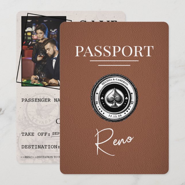 Brown Reno Passport Save The Date (Front/Back)