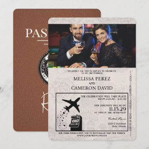 Brown Reno Passport Wedding Invitation