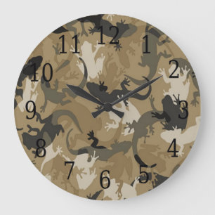 Brown Reptile Camouflage Round Clock