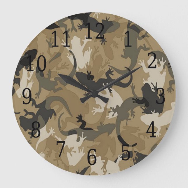 Brown Reptile Camouflage Round Clock (Front)