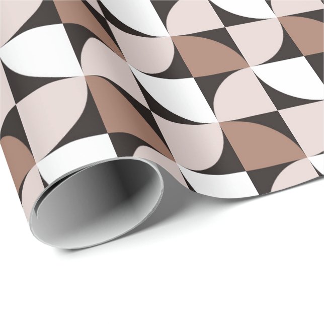 Brown Retro Atomic 50s Shapes Pattern Wrapping Paper (Roll Corner)
