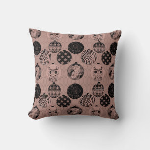 Brown , Retro , Christmas pattern , new year Throw Pillow