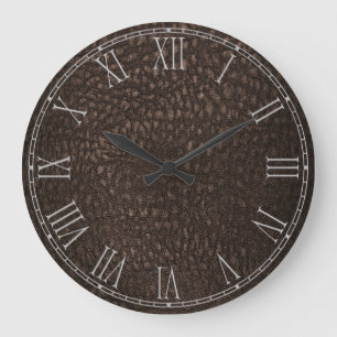 Brown Retro Custom Leather Large Clock