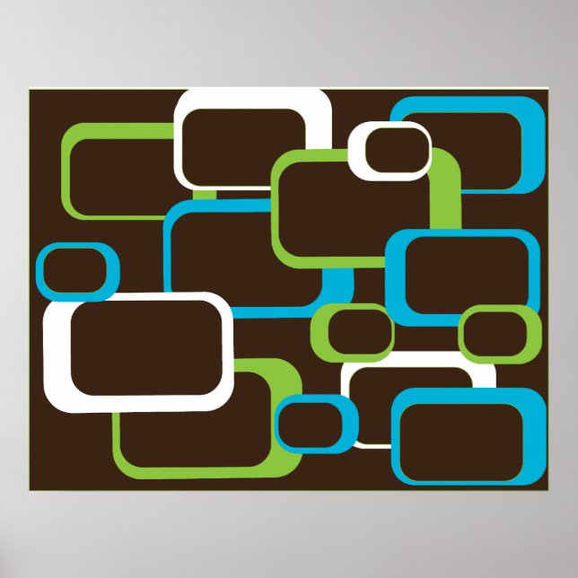 Brown Retro Squares Poster (Front)