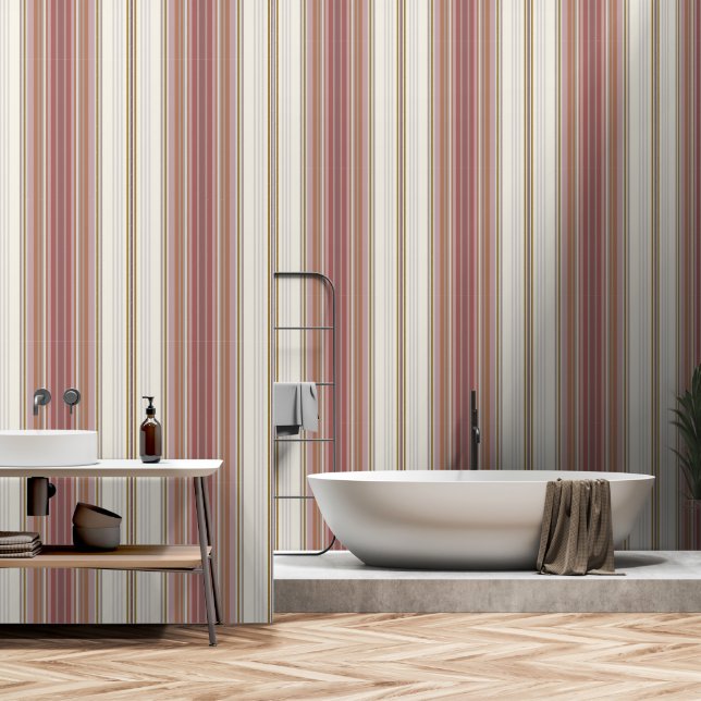 Brown Retro Stripes Wallpaper (Bathroom)