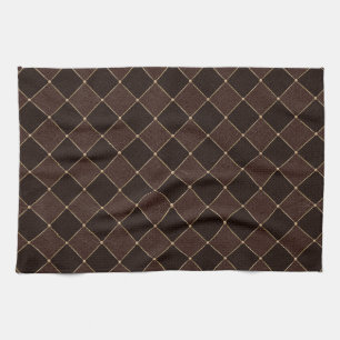 Brown Rhombuses Geometric Grid Harlequin Leather Kitchen Towel