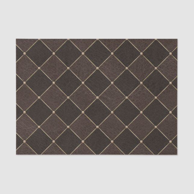 Brown Rhombuses Geometric Grid Harlequin Tissue Paper (Front)