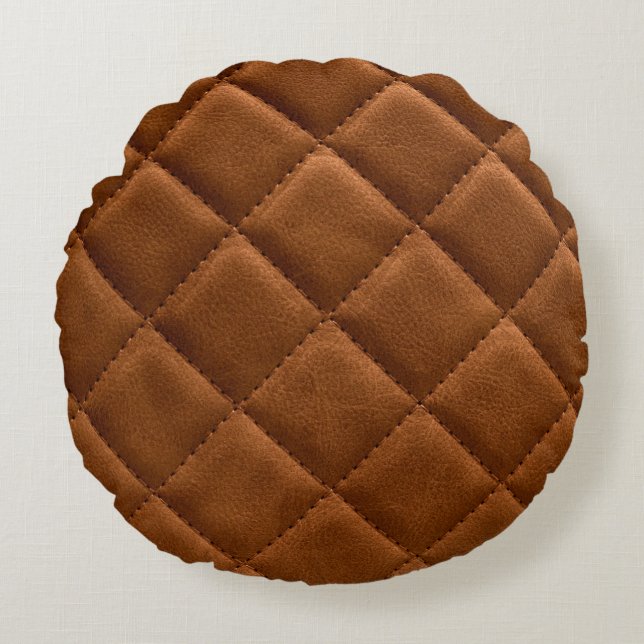 Brown rhombuses leather background round pillow (Front)
