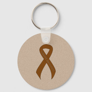 Brown Ribbon Support Awareness Keychain