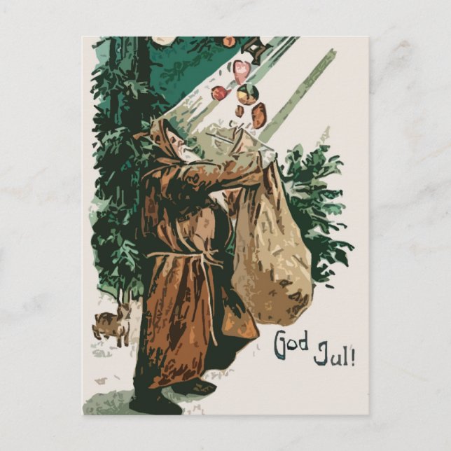 Brown Robe Santa Claus Christmas Holiday Postcard (Front)