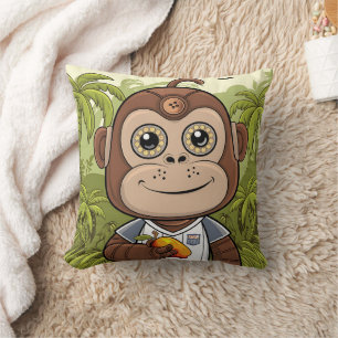 brown robot gorilla throw pillow
