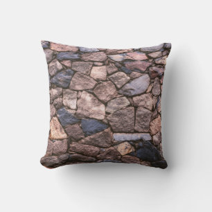 Brown rock wall throw pillow
